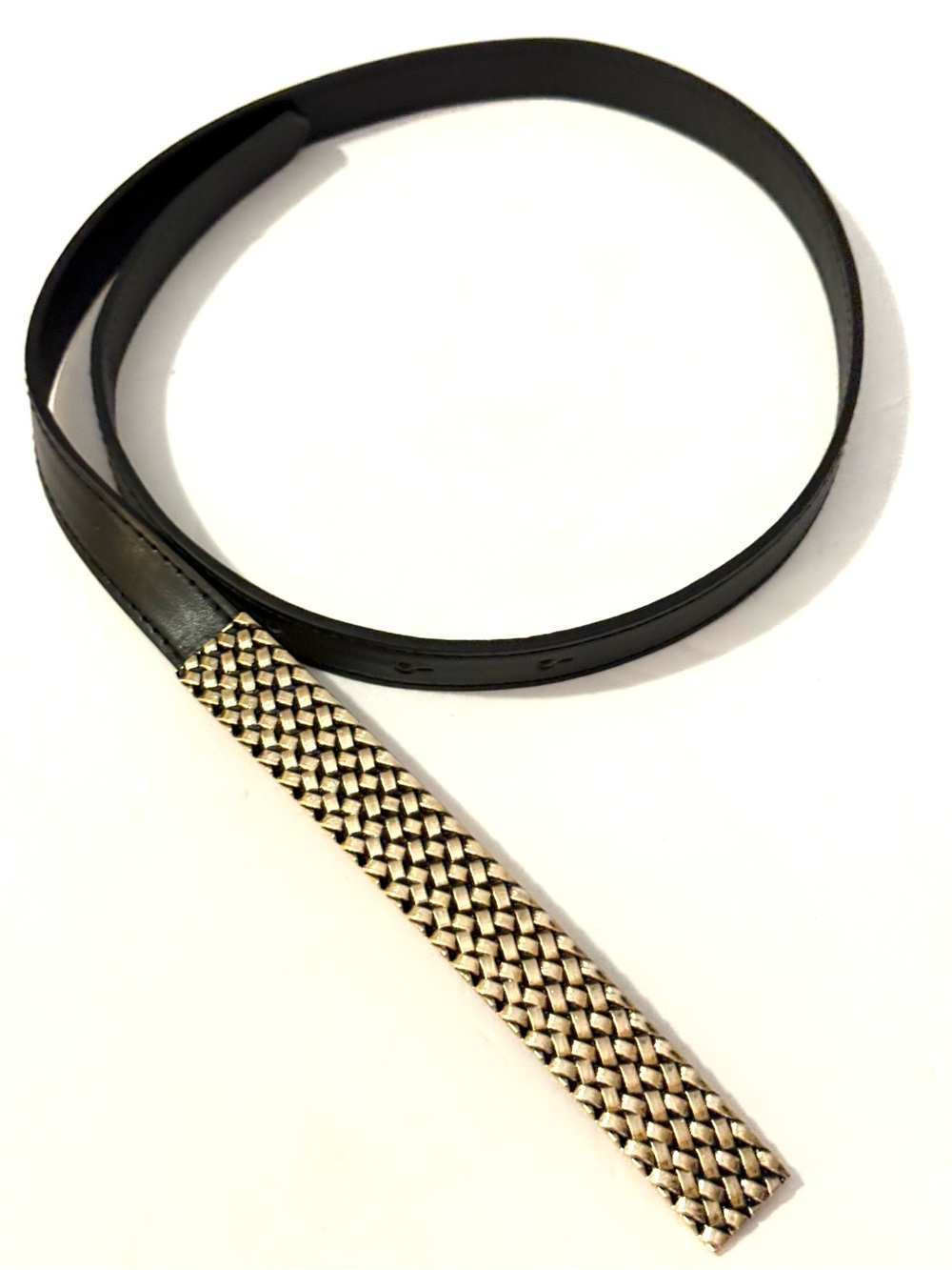 NWT Black Women’s Faux Leather Belt with Gold-Tone Detail fits 26-32”